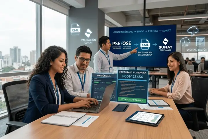 Equipo de GIOR Technology operando la facturación electrónica: generación XML, envío a PSE/OSE y recepción SUNAT